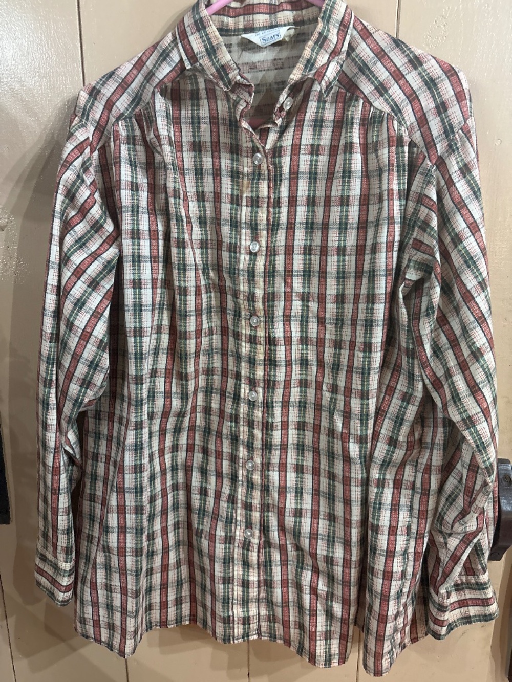 Vintage Sears plaid shirt size 38